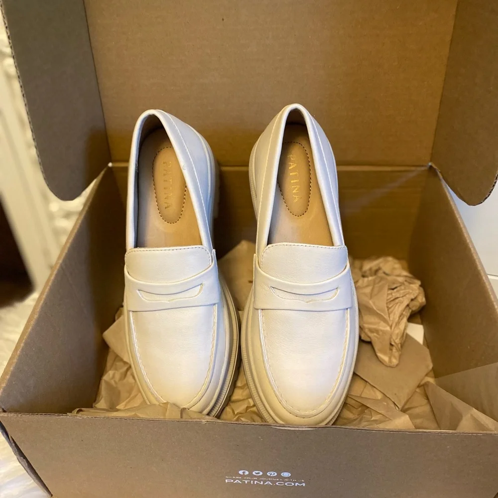 NEW Patina Zoe Chunky Loafers in Bone /  Portland Leather Goods